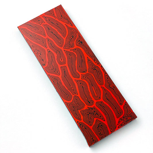G10 Damascus - Black and Red - 2x Pieces - 130mmx x 43mm x 8mm